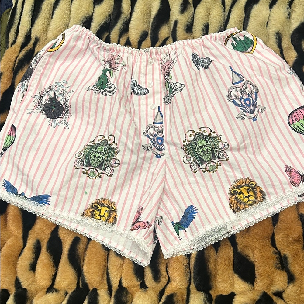 KATIE KIME WICKED Women's Pink Striped Printed Lounge Shorts